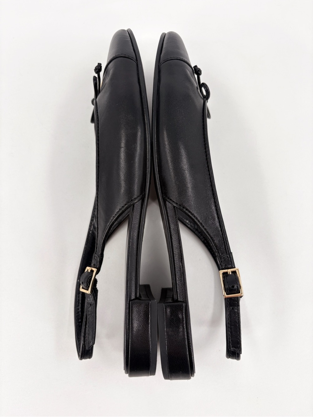 TORY BURCH Black Leather Cap Toe Slingback Ballet Flats 8.5 - Picture 11 of 16